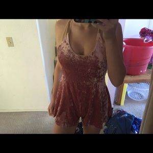 Pink velvet romper